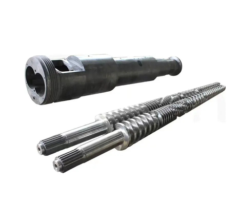 PVC 압출기를 위한 51/105 65/132 80/156 두 가지 금속으로 된 원추형 이축 스크류 배럴