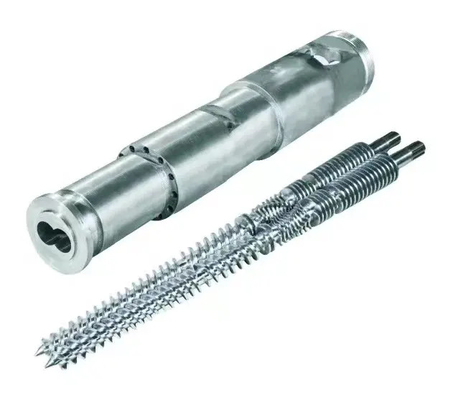 PVC 압출기를 위한 51/105 65/132 80/156 두 가지 금속으로 된 원추형 이축 스크류 배럴