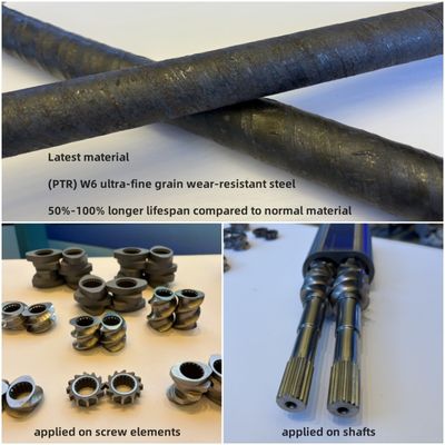 (PTR) W6 ultra-fine grain wear-resistant steel extruder parts Twin-Screw Extruder Thread Element Barrel and Shaft