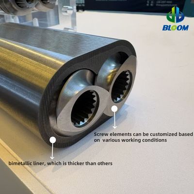 Extruder parts Screw Segment barrel and liner for Plastic resin mixing, compounding and granulation with halogen-free flame retardant