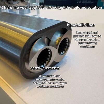 듀인 스크루어 엑스트루더의 노트 저항성을 향상시키기 위해 Ni60 합금 라인러와 함께 부식 저항성 엑스트루더 스크루 배럴