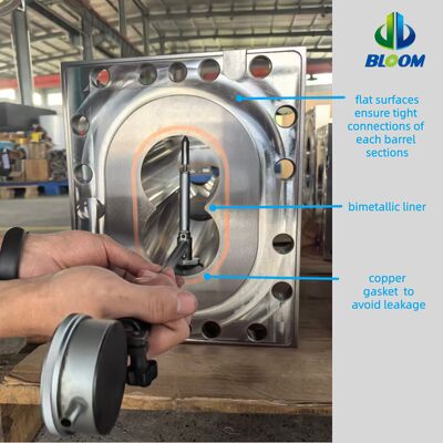 고토크 추출을 위한 착용 저항과 모듈형 디자인으로 맞춤형 니켈 합금 쌍 나사 배럴