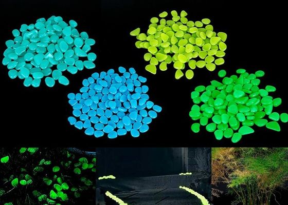 Plastic Concrete Pavements Glowing Luminescent Pebbles