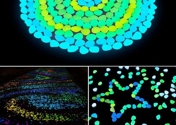 Plastic Concrete Pavements Glowing Luminescent Pebbles